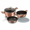 BERLINGER HAUS Metallic Rosegold Line 6 részes edénykészlet márvány bevonattal, metál külső bevonattal