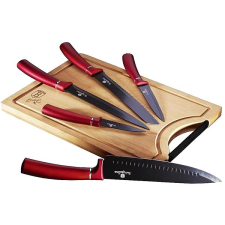 Berlingerhaus Burgundy Line tapadásmentes + vágódeszka, 6 darabos szett kés és bárd