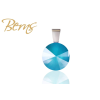 Berns Fémmedál matt azúrkék színű Berns eredeti európai® kristállyal