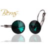 Berns Kapcsos fülbevaló sötétzöld színű Berns eredeti európai® kristállyal