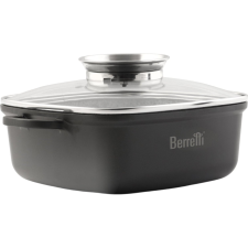 BERRETTI BR-2141 Aluminium Lábas Üveg fedővel Ø 28cm 6,5L - Fekete (BR-2141) edény