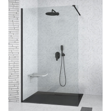  Besco AVEO black Walk-In 130x195cm zuhanyfal - fekete profillal és kitámasztóval kád, zuhanykabin