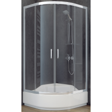 Besco Modern 165 zuhanykabin 90x90 cm félkör alakú króm fényes/grafit üveg MP-90-165-G kád, zuhanykabin