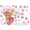 Best4Baby Maci lány pink virágos falmatrica - fehér