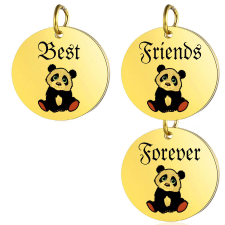 Best Friends Forever Pandás hármas medál lánccal vagy kulcstartóval nyaklánc