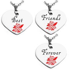  Best Friends Forever virágos hármas medál lánccal vagy kulcstartóval medál