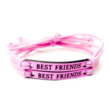  Best Friends (Legjobb Barátok) páros szövet karkötő, rózsaszín karkötő