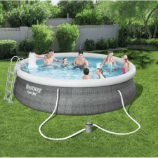 Bestway Bestway Marbella rattan hatású felfújható karimájú, puhafalú medence szett 457x 107 cm medence