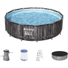 Bestway® Bestway Naxos Steel Pro Max fémvázas fa hatású medence vízforgatóval, létrával és takaróval 427 x 107 cm