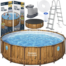 Bestway fa hatású kerti medence 488x122cm szűrővel és létra medence