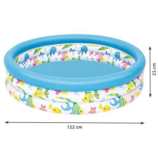 Bestway Háromgyűrűs Babapancsoló, gyerekmedence 122 x 25 cm tengeri halak mintával, 64717 medence
