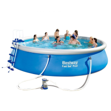 Bestway Puhafalú kerti medence vízszűrővel és létrával 457x122cm medence