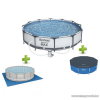 Bestway Steel Pro Max BAHAMA Superior XXL Fémvázas kerti medence szett, vízforgatóval, védőtakaróval és talajtakaróval, 366 x 76 cm