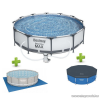 Bestway Steel Pro Max MAUI Superior XXL Fémvázas kerti medence szett, vízforgatóval, védőtakaróval és talajtakaróval, 305 x 76 cm
