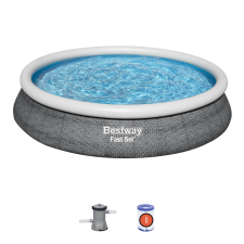 Bestway SYROS felfújható karimájú puhafalú medence szett 457 cm x 84 cm medence