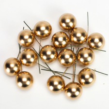  Beszúrós bogyó 3cm-es arany 15db/cs dekorációs kellék