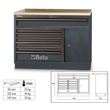 Beta C45PRO M7A/W 7 fiókos rögzített modul a C45PRO műhelyberendezés összeállításhoz (045000171) barkácsolás, csiszolás, rögzítés