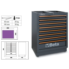 Beta C45PRO M8 8 fiókos rögzített modul a C45PRO műhelyberendezés összeállításhoz (045000238) szerszám kiegészítő