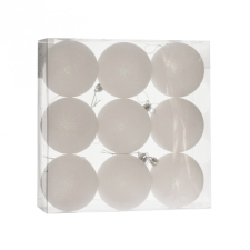 BÉTALOX Műanyag gömb dobozban 8 cm fehér glitteres karácsonyfadísz