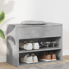  betonszürke szerelt fa cipőtároló pad 60 x 30 x 45 cm bútor