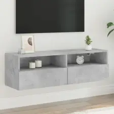  Betonszürke szerelt fa fali TV-szekrény 100 x 30 x 30 cm bútor