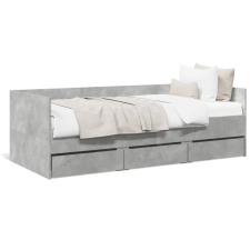  betonszürke szerelt fa kanapéágy fiókokkal 90 x 190 cm ágy és ágykellék