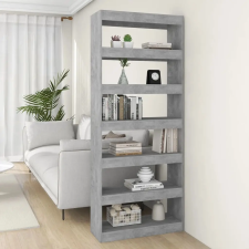  betonszürke szerelt fa könyvszekrény/térelválasztó 80x30x198 cm bútor
