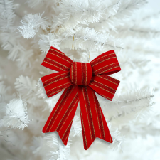 bewello Masni dekoráció - glitteres, piros - 18 x 25 cm 58958 szalag, masni