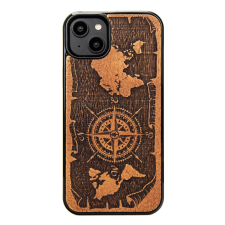 Bewood Compass Rose Merbau tok iPhone 15 Plus - barna tok és táska