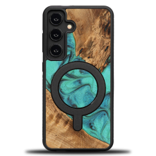 Bewood Turquoise MagSafe-kompatibilis tok Samsung Galaxy S24 - barna-kék tok és táska