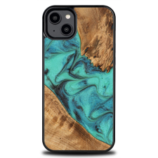 Bewood Turquoise tok iPhone 15 Plus - barna-kék tok és táska
