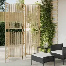 Bézs 5-paneles polyrattan térelválasztó bútor