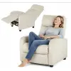 Bézs Bársony Relax Fotel – Dönthető Háttámlával és Lábtartóval