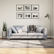 Bézs és antracit hosszú szálú bozontos modern szőnyeg 160x230cm lakástextília