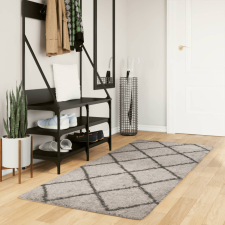  bézs és antracit hosszú szálú bozontos modern szőnyeg 80x200 cm lakástextília