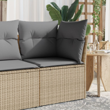  Bézs polyrattan karfa nélküli kerti kanapé párnával kerti bútor