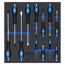 BGS Technic Csavarhúzó készlet, 12 darabos ( Műhelykocsi-betét 2/3) (BGS-4122) szerszámkészlet