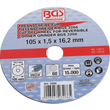 BGS Technic Megszakító kerék 105x1.5x16.2 (BGS 3266) barkácsolás, csiszolás, rögzítés