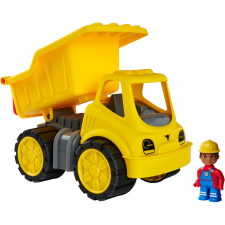 BIG Power-Worker Billenőplatós teherautó figurával - Sárga autópálya és játékautó