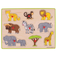 Bigjigs Beépített fa kirakós játék - Safari puzzle, kirakós