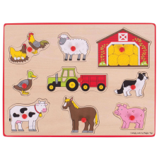 Bigjigs Beépített fa puzzle - Farm puzzle, kirakós
