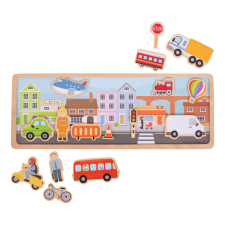 Bigjigs fa mágneses puzzle város puzzle, kirakós
