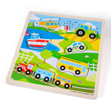 Bigjigs fa puzzle Járművek hangokkal 6 db puzzle, kirakós