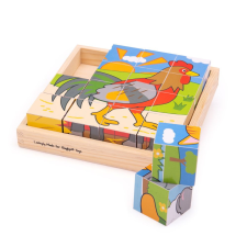 Bigjigs fa puzzle kockák farm állatai puzzle, kirakós