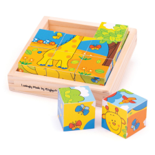 Bigjigs fa puzzle kockák szafari puzzle, kirakós