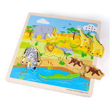 Bigjigs fa puzzle Szafari hangokkal 6 db puzzle, kirakós