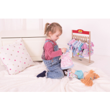 Bigjigs Kék kabát sapkával egy 28 cm-es babához játékbaba felszerelés