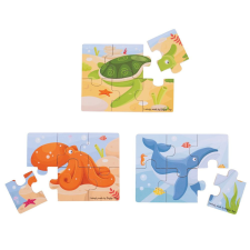 Bigjigs puzzle 3 az 1-ben készlet Tengeri állatok 3x6 db puzzle, kirakós