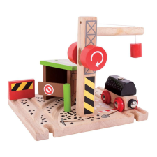Bigjigs Rail fa Szénbánya daruval kreatív és készségfejlesztő