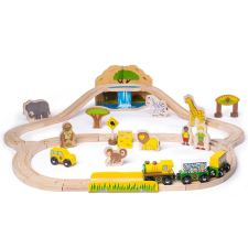 Bigjigs Rail fa vonatkészlet safari kaland kisvasút